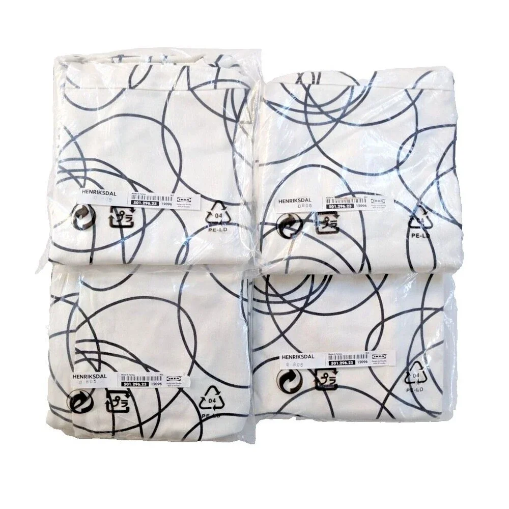 Set of 4 IKEA Henriksdal Chair Covers Slipcovers Abstract Black White Pattern‎